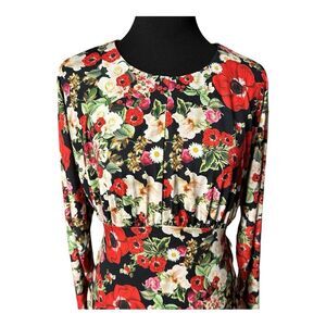 Neiman Marcus Floral Print Red  Dress Size M NWT